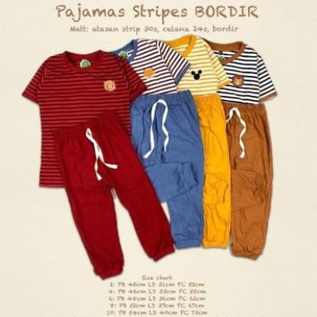 Baju Anak Setelan Pajamas Strip