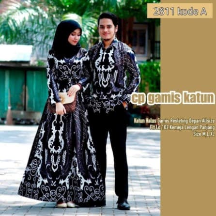 Baju Batik Couple Sarimbit Gamis Katun 2811