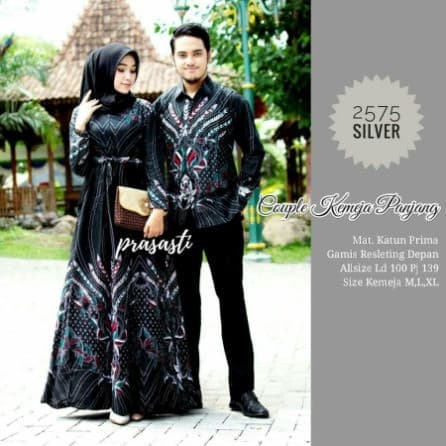 Baju Batik Couple 2575 Silver Sarimbit 