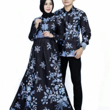 Baju Batik Couple Gamis Buketan 