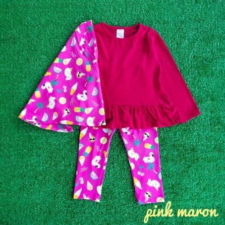 Baju Kaos Setelan 3in1 (Baju+Kerudung+Legging)