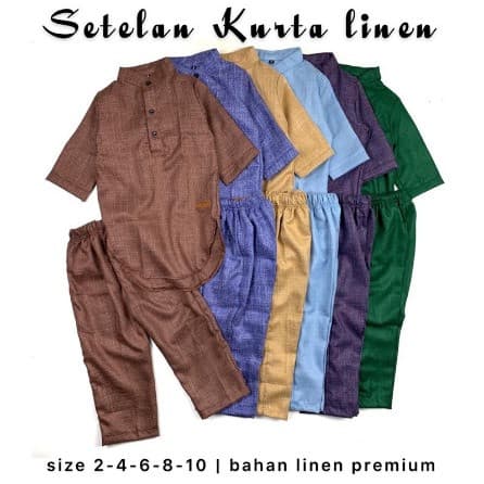 Baju Kurta Linen Setelan Anak Laki-Laki