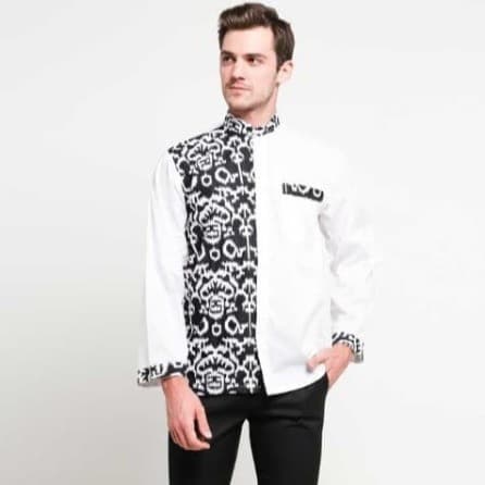 Baju Batik Pria Dani Batik Kombinasi Putih
