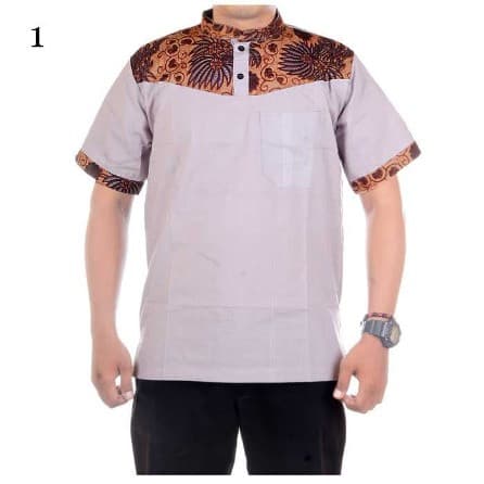 Baju Batik Pria Krah Shanghai Kombinasi Edo