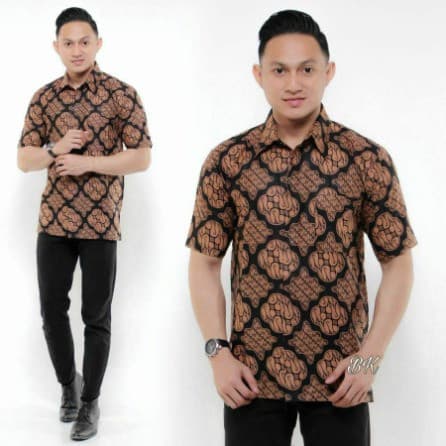 Baju Batik Pria Lawasan Coklat Parang 