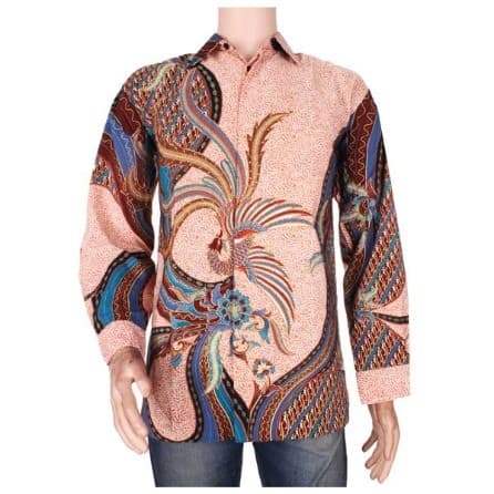 Baju Batik Pria Semisutra Motif Burung Merak