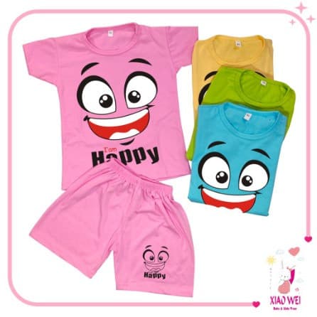 Baju Setelan Anak Motif Emoji Happy 0 - 4 Tahun