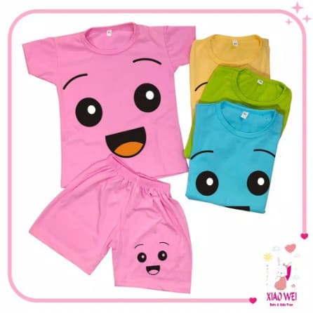 Baju Setelan Anak Motif Emoji Lucu 0 - 4 Tahun