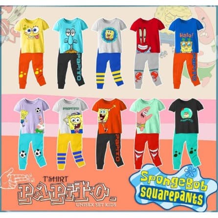 Baju Setelan Anak Motif Spongebob