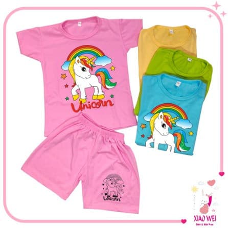 Baju Setelan Anak Unisex Motif Unicorn 0 - 4 Tahun