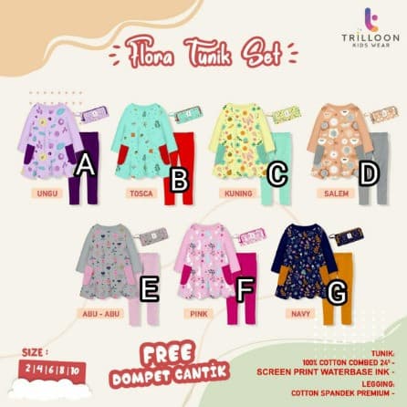 Baju Setelan Tunik Celana Anak Perempuan
