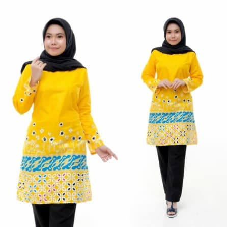 Baju Batik Wanita Mitta Tunik - Kuning 