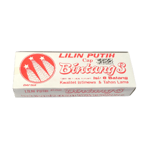 BINTANG 3 LILIN PUTIH 8'S  BOX 