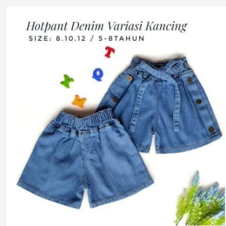 Celana Jeans Pendek Anak Perempuan 5 - 8/9 Tahun