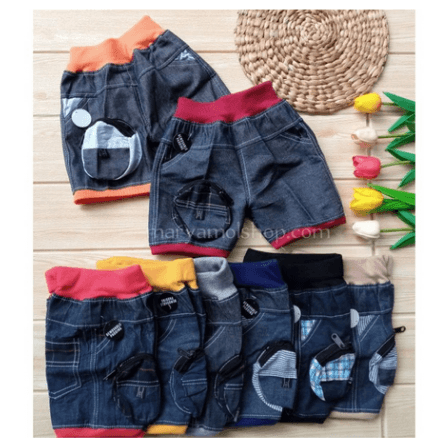 Celana Pendek Anak Denim Saku Size 1 / 2 Tahun