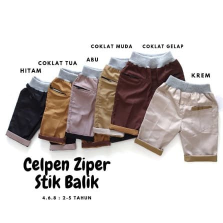 Celana Pendek Anak Laki Laki Chinos Chino Zipper 2 - 6 Tahun