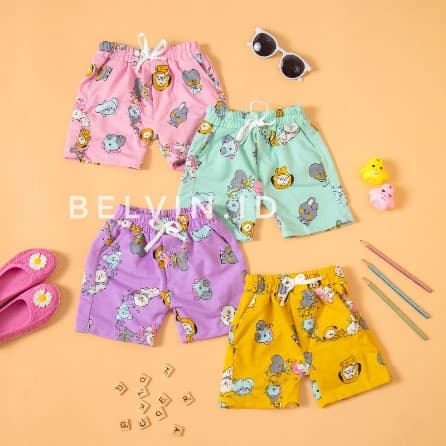 Celana Santai Pendek Harian Anak Perempuan BT21 1 - 7 Tahun