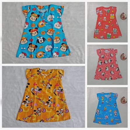 Daster Anak Karakter / Dress Anak Kancing Depan