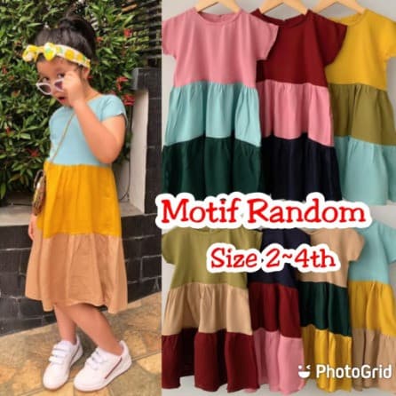 Daster Anak Rayon Kombinasi Size 2 - 4 Tahun