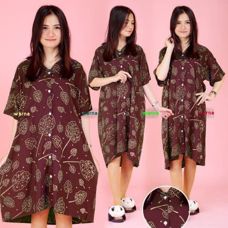 Daster Full Kancing Daun