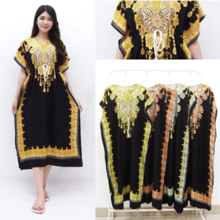 Daster Jumbo Kelelawar Black Flower