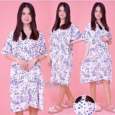 Daster Jumbo Rayon Full Kancing Motif Pagar