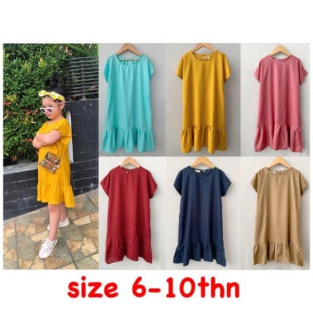 Daster Rayon Polos Anak 6 - 10 Tahun