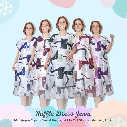 Daster Ruffle Busui Motif Jenni