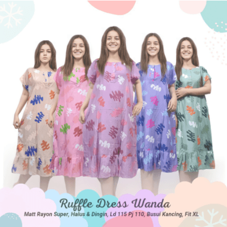 Daster Ruffle Busui Motif Ranting