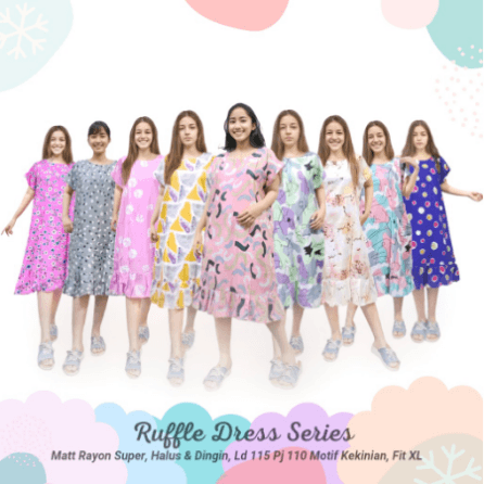 Daster Ruffle Series Motif Flores