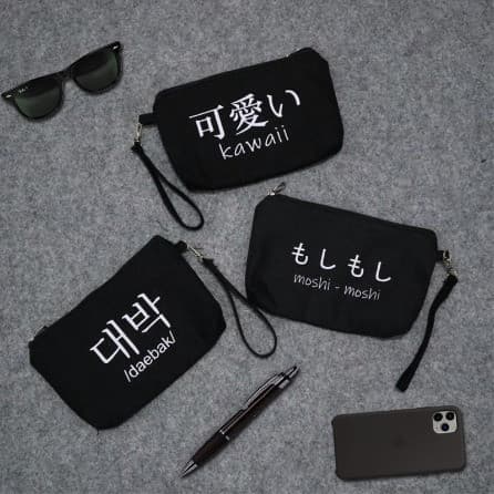 Dompet Pouch Hangul Kanji-Kawaii 