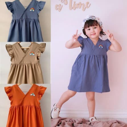 Dress Anak V Neck Pelangi 1 - 5 Tahun