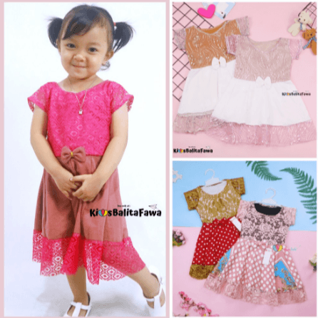Dress Brukat Davina / Dress Brokat Anak 3 - 4 Tahun