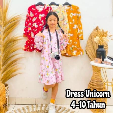 Dress Unicorn - Dress Lengan Panjang Anak Perempuan
