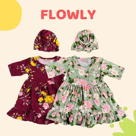 Flowly - Dress Bayi FREE Turban 3 - 18 Bulan Versi 1 B