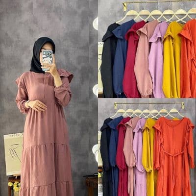 GAMIS AMEENA BAHAN CRINKLE 