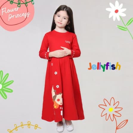 Gamis Flower Princess - Gamis Motif Flowers Anak perempuan