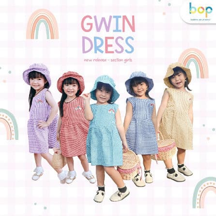 GWIN DRESS - Dress Kotak Kecil + Topi