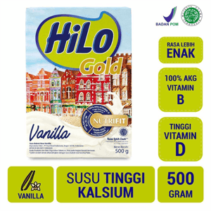 HILO GOLD SUSU BUBUK HI-CALCIUM VANILLA BOX 500g