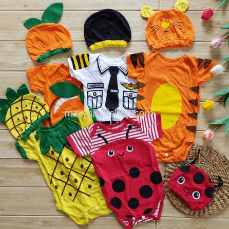Jumper Baby Topi Karakter Lucu 0 - 12 Bulan