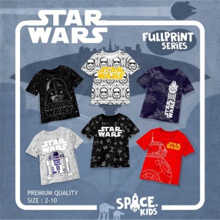Kaos Anak Laki - Laki Motif Starwars 2 - 10 Tahun