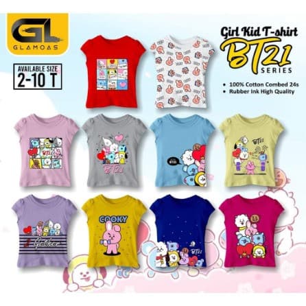 Glamoas BT21 - Kaos Motif BT21 Anak Perempuan