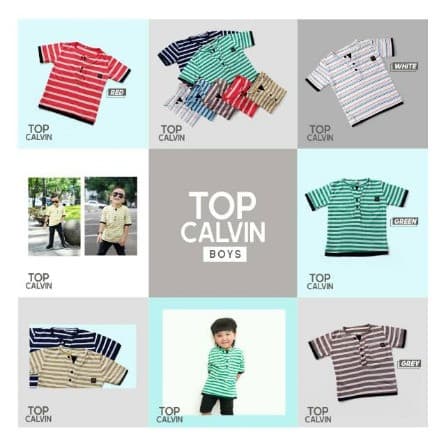 Calvin Top - Kaos Pendek Motif Strip Anak Laki-Laki