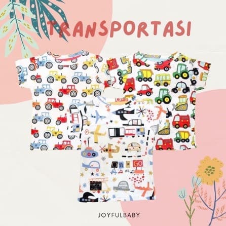 Kaos Motif Transportasi Anak Unisex
