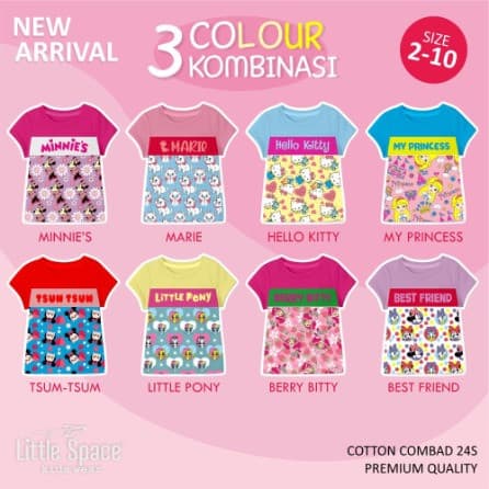 Kaos Pendek Anak Perempuan 1 - 9 Tahun