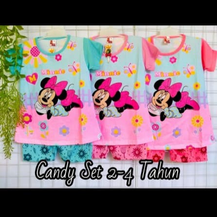 Candy Set - Kaos Pendek Setelan Anak Perempuan Motif Kartun