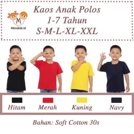 Kaos Polos Anak Laki - Laki 1 - 7 Tahun