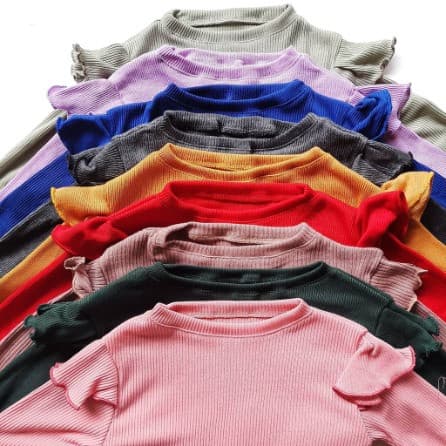 Kaos Ruffle Rajut Lengan Panjang Anak 1 - 4 Tahun