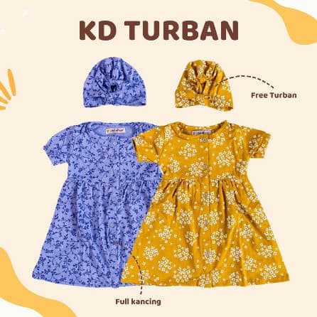 KD Turban - Dress Bayi FREE Turban 3 - 18 Bulan Versi A