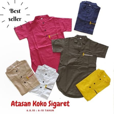 Kemeja Koko Kurta Anak / Koko Turki Anak Usia 6 - 9 Tahun